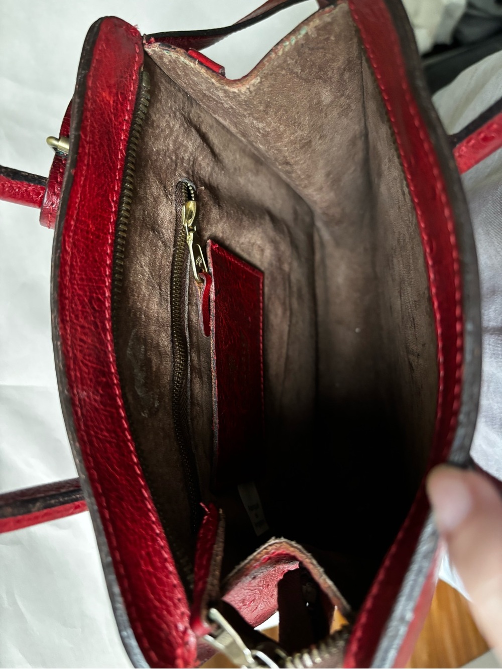 RARE Vintage Mulberry Red Ostrich Leather Bag/ Backpack - Picture 15 of 16